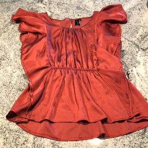 Rust silk flutter sleeve top - worn once